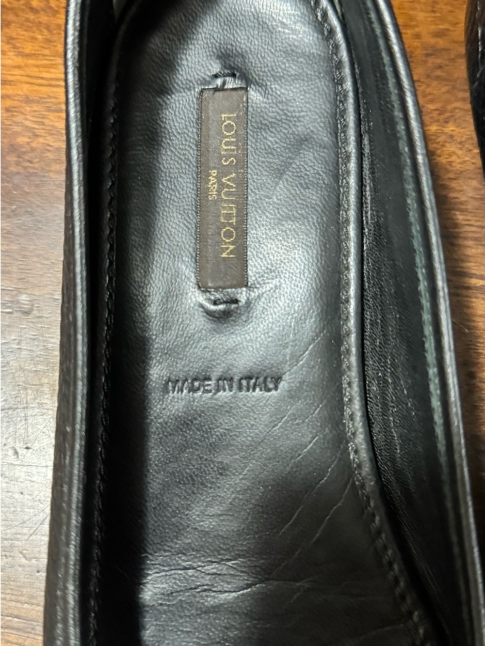 Louis Vuitton Black Leather LV Logo Ballet Flats - Picture 3 of 7